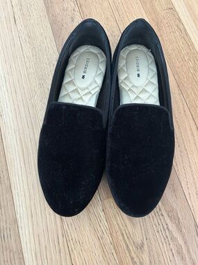 Birdies Black Velvet Slip-On Loafers